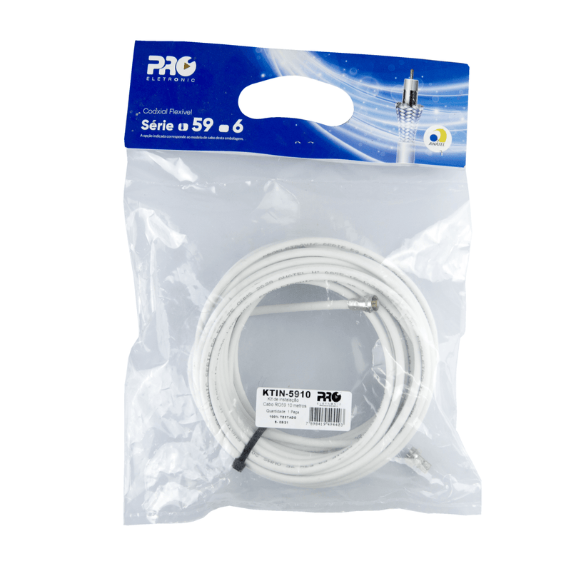 Kit de Instalação Cabo Coaxial RG59 10 Metros – KTIN‑5910
